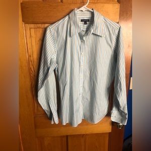 Lands’ End Women’s Long Sleeve Button Down, Size 10 Spring colored stripes